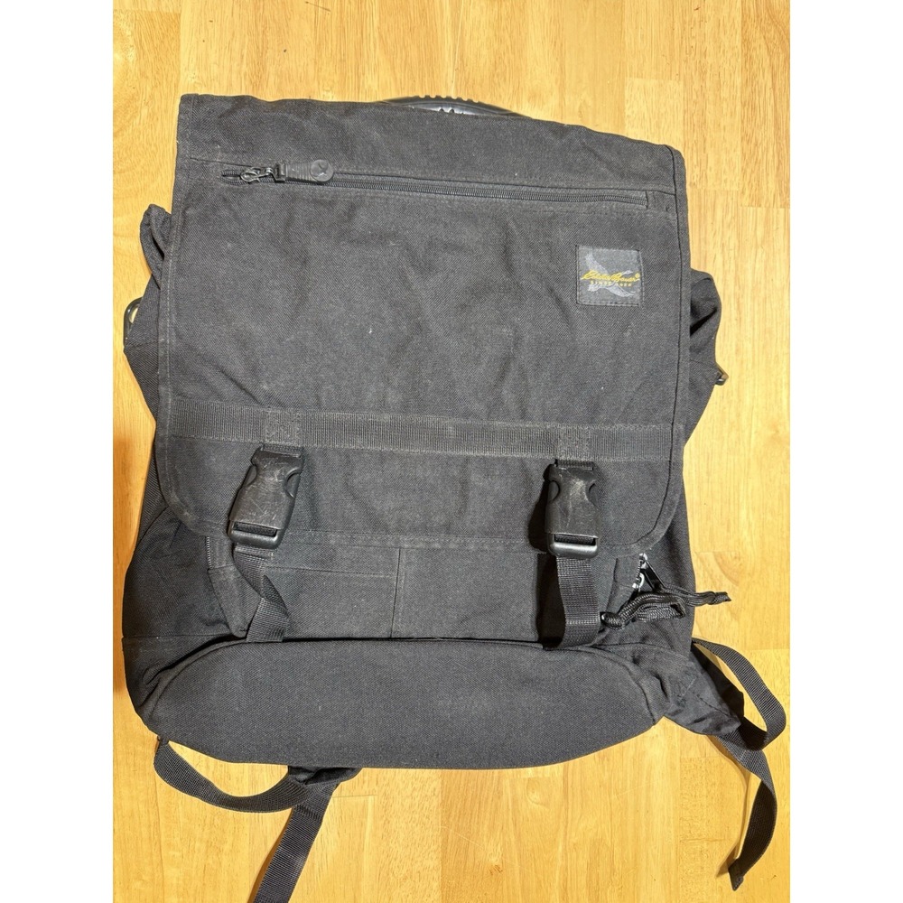 Vintage Eddie Bauer Convertible Backpack Briefcase Black Travel Laptop Bag 16in